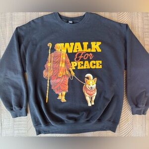 Gildan ‘Walk for Peace’ Buddhist Monk Crewneck Sweatshirt Men’s Size XLarge